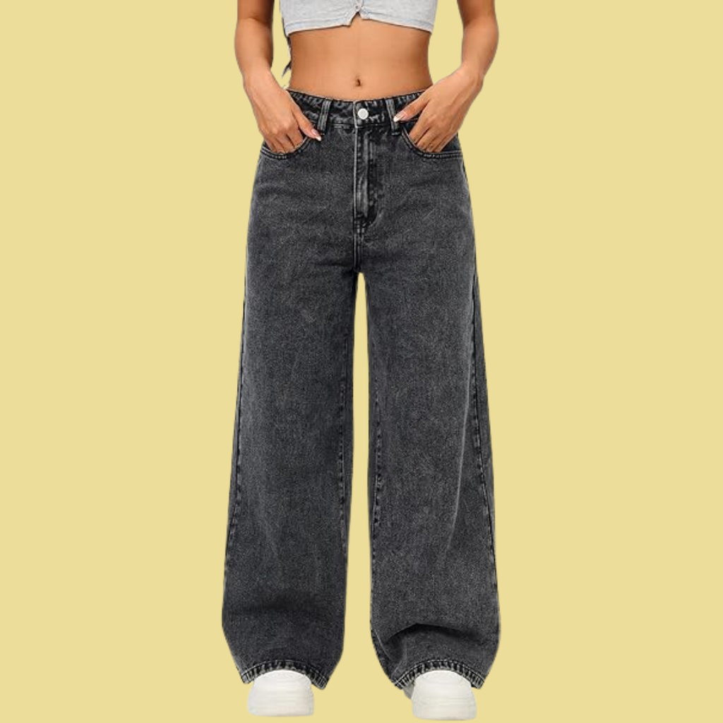 Amelie – Weite Jeans in Anthrazit