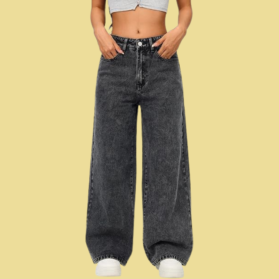 Amelie – Weite Jeans in Anthrazit