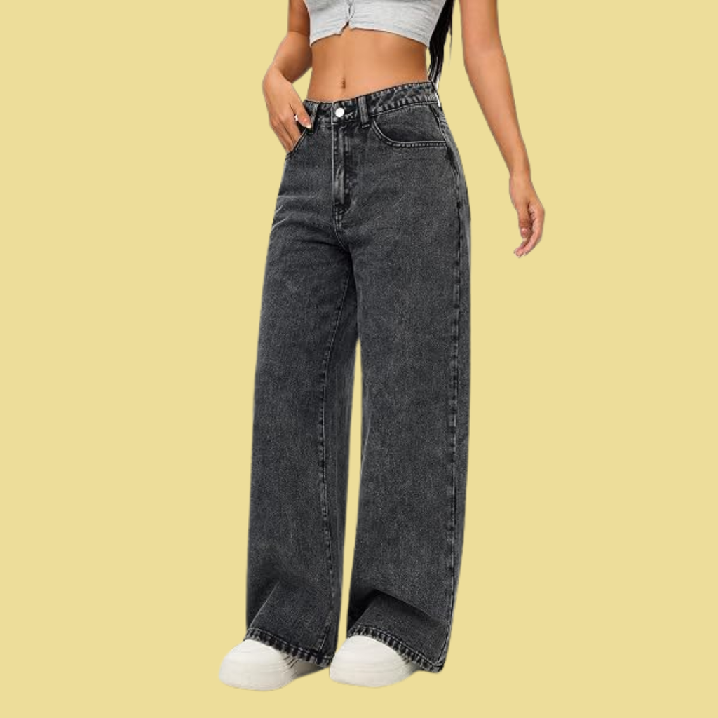 Amelie – Weite Jeans in Anthrazit