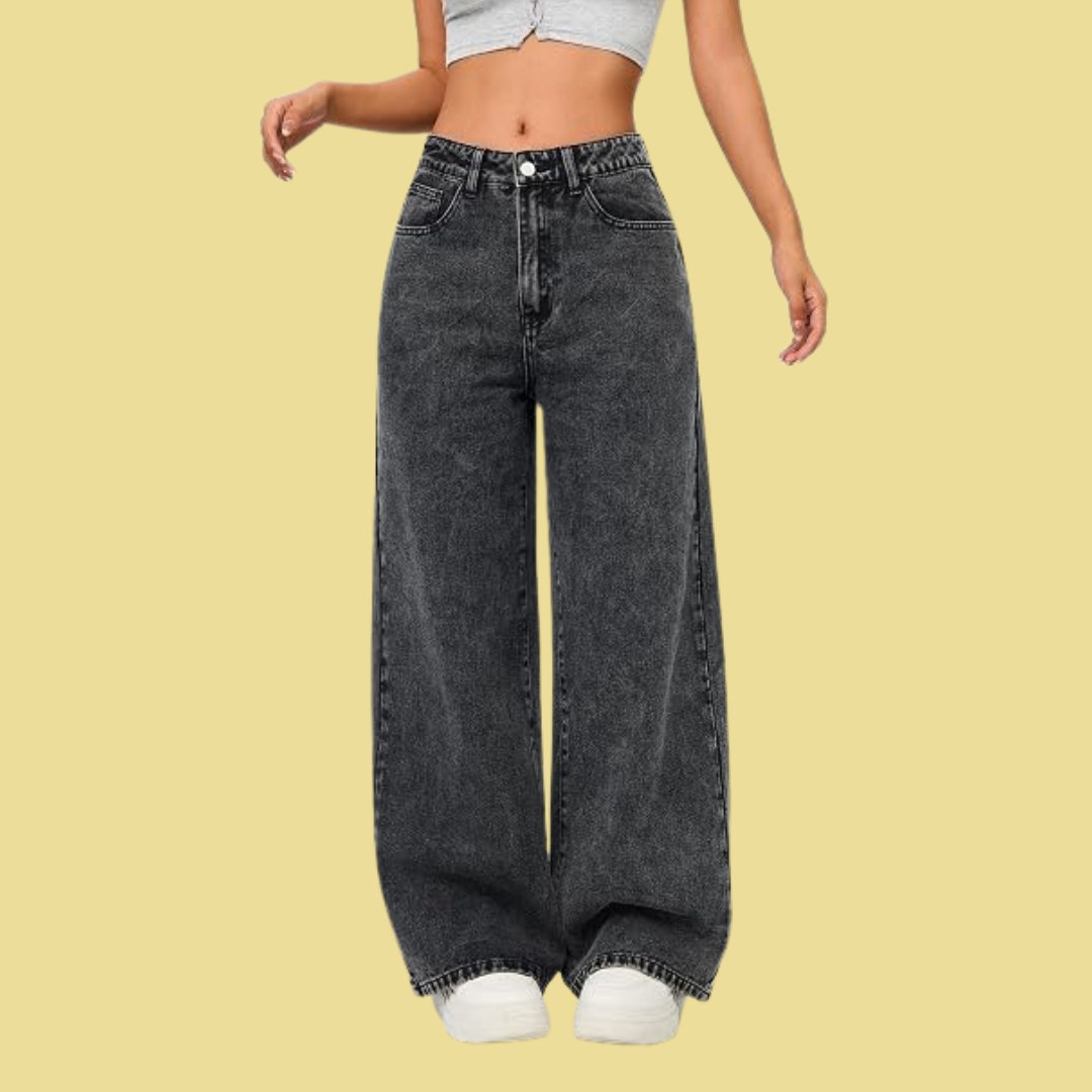 Amelie – Weite Jeans in Anthrazit